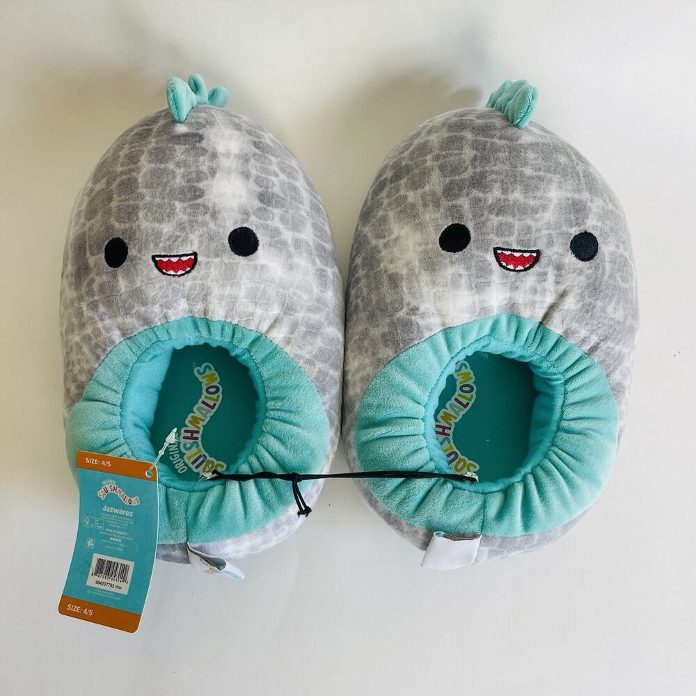 Squishmallows Plush Full Body Step In Slipper Cute Green Dino‎ Dinosaur Size 4-5